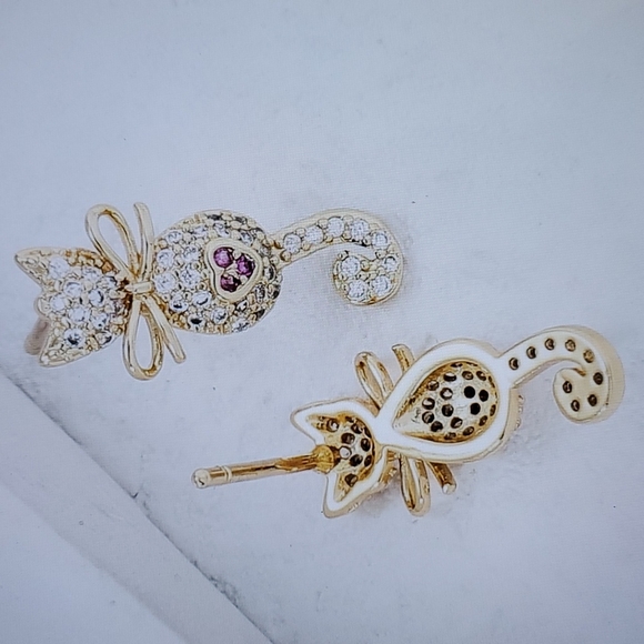 18K Mini Gold Plated Stud Earrings - Picture 2 of 3